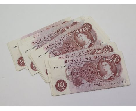 GB Ten Shillings (36) all portrait type, average VF 