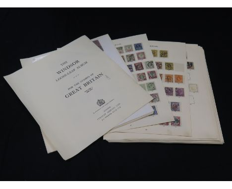 GB - fine collection on leaves from a Windsor Album, good range of Surface printed, plates, plus higher values, etc. High cat