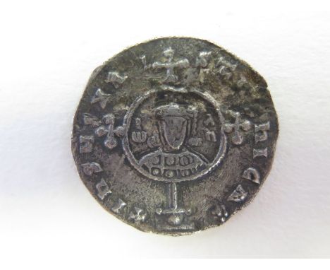 Byzantine silver miliaresion of John I Tzimisces 969-976 A.D., Constantinople Mint, Sear 1792, with old ticket, dark uneven t