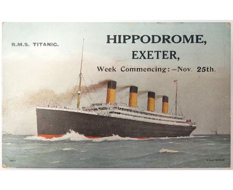 R M S Titanic, advertising the John Pooles staged spectacular at Exeter Hippodrome Nov 25th