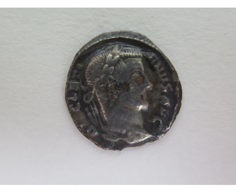 Diocletian silver argenteus, Trier Mint 295-297 A.D., reverse reads:- VICTORIA SARMAT, in exergue 'D', the four tetrarchs sac