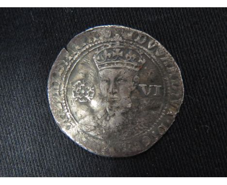 Edward VI, Fine Issue [1551-1553] sixpence, mm. Tun, Spink 2483, very short striking crack into legend, lightly crinkled, qui