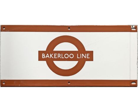 London Underground 1950s/60s enamel PLATFORM FRIEZE PLATE from the Bakerloo Line with the line name across the bar of the bul