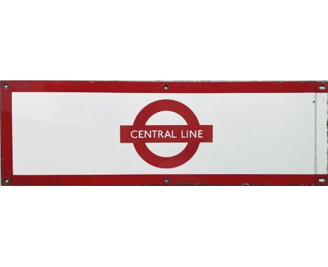 London Underground 1950s/60s enamel PLATFORM FRIEZE PLATE from the Central Line with the line name across the bar of the bull