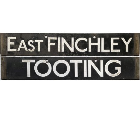 London Underground 38-Tube Stock enamel CAB DESTINATION PLATE for East Finchley / Tooting on the Northern Line. A double-side