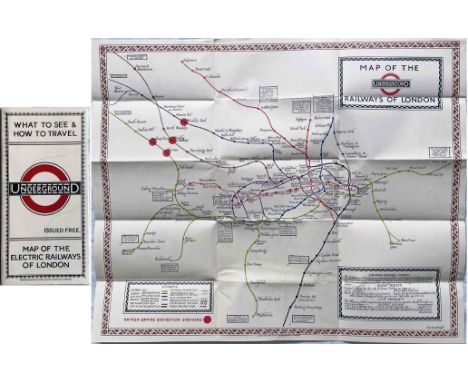 1923 London Underground POCKET MAP of the Electric Railways of London "What to see and how to travel". Designed by MacDonald 