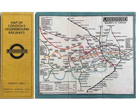 c1928/9 London Underground linen-card POCKET MAP from the Stingemore-designed series of 1925-32. This is one of the two first