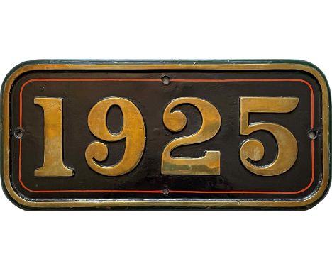 GWR brass CABSIDE NUMBERPLATE from Armstrong 1901-class 0-6-0ST 1925 built at Wolverhampton, Stafford Road Works in 1883 and 
