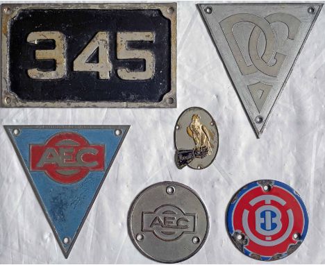 Selection (6) of bus/trolleybus PLATES comprising fleetnumber 345, believed to be ex-Western National 1941 Bristol K5G, radia