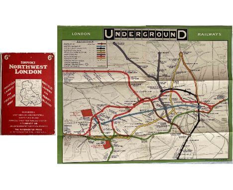 c1908/9 London Underground MAP in Simpson's North-West London guidebook. The map is the official, unified issue and one of th