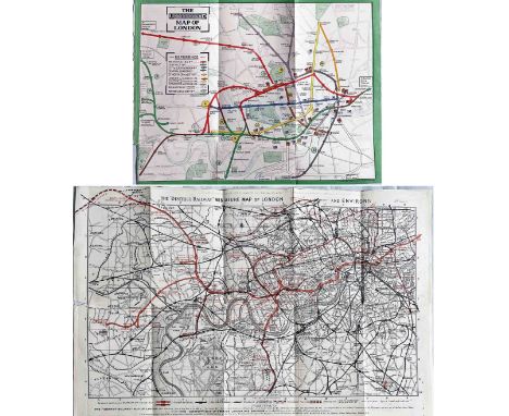 Pair of early London Underground MAPS comprising 1911 Underground Map of London (unified system) with places of interest on t