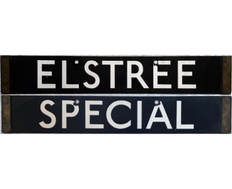 London Underground 1938-Tube Stock enamel CAB DESTINATION PLATE for Elstree / Special on the Northern Line. Elstree [South] w