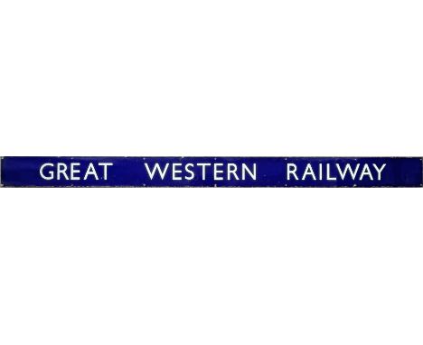 LNER enamel poster-panel HEADER PLATE 'Great Western Railway'. A most unusual item; produced in LNER colours and 'Gill Sans' 