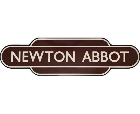 British Railways (Western Region) enamel STATION TOTEM SIGN from Newton Abbot, an ex-SDR, later GWR, station on the West of E