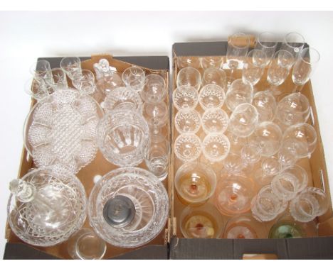 A mixed lot of glass and crystal to include a set of six Edwardian wine glasses, a set of four 19th Century port glasses engr