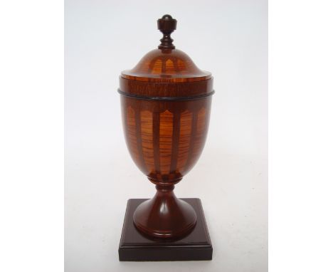 Peter Spicer: A George III style mahogany and kingwood marquetry inlaid urn and cover in the manner of Robert Adam, of vase f