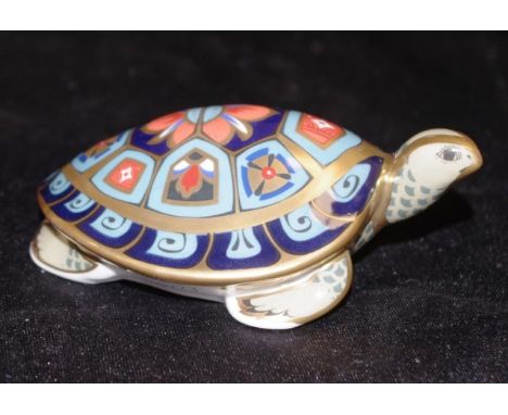 Royal Crown Derby "Terrapin turtle" paperweight with gold button seal to base, width 10cm approx