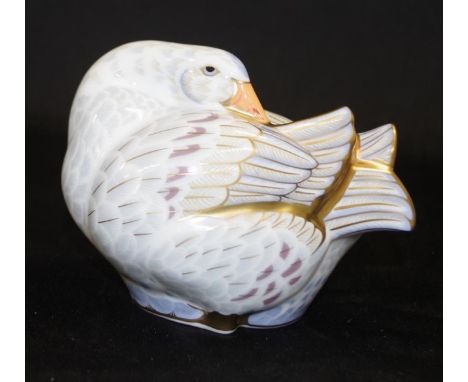 Royal Crown Derby "Goose Mrs Brown" paperweight limited edition 29/750, with gold button seal and signature to base, height 1