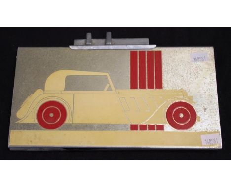 Art Deco Vintage Car decorated lady's clutch bag enamel painted vintage car decoration, (small losses),  to metal handbag, fi