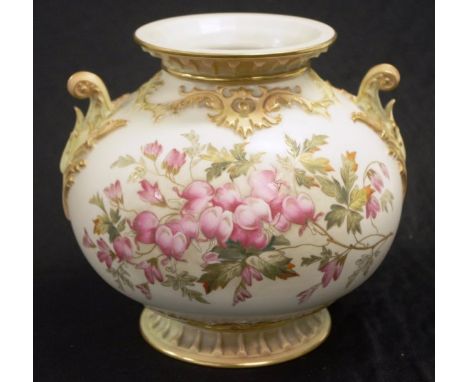Royal Worcester hand painted vase pink and white floral decoration, marked to base and # 1540, Reg No 176649, (height 20cm ap