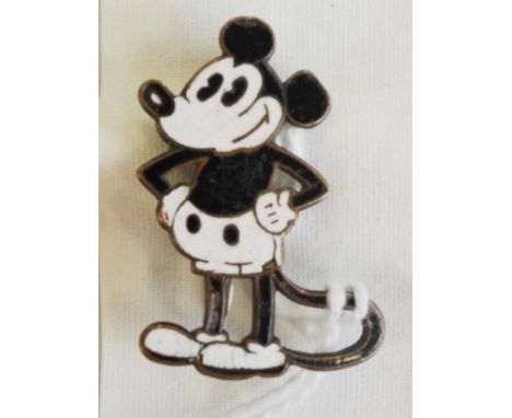 1930s Mickey Mouse black &amp; white enamel brooch height 3cm approx.