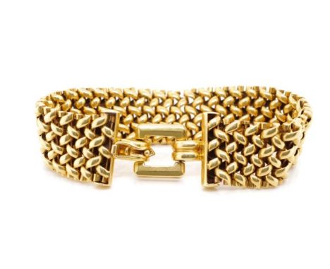 Mid century Swedish 18ct yellow gold bracelet with fancy chain links. Marked Sweden, 18, 1948, Boliden guld, ABJ (Juvelfabrik
