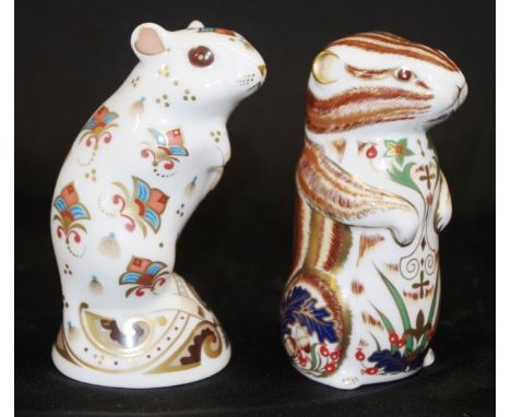 Two various Royal Crown Derby paperweights to include Gerbil and Chester Chipmunk, both with gold button seals  to base, heig