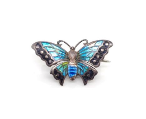 Edwardian silver and enamel butterfly brooch Charles Horner Chester 1908. Approx length 30mm minor loss to enamel