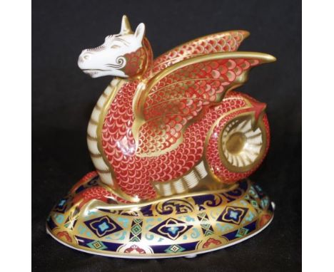 Royal Crown Derby "The Wessex Wyvern" paperweight limited edition 397/2000, designed by Loiuse Adams, with gold button seal t