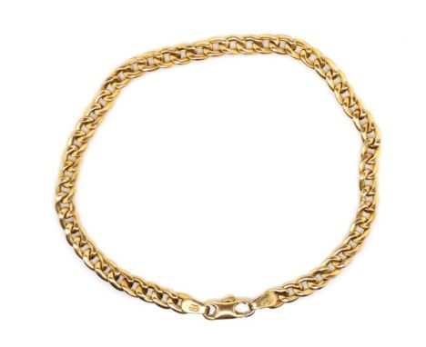 9ct yellow gold curb link chain bracelet marked 375. Approx weight 3.2 grams, length 18cm