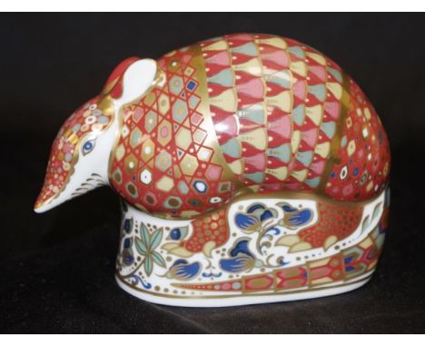 Royal Crown Derby "Armadillo" paperweight with gold button seal and signature to base, height 9cm approx