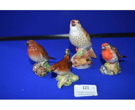 Three Beswick Birds and a Royal Worcester Thrush 