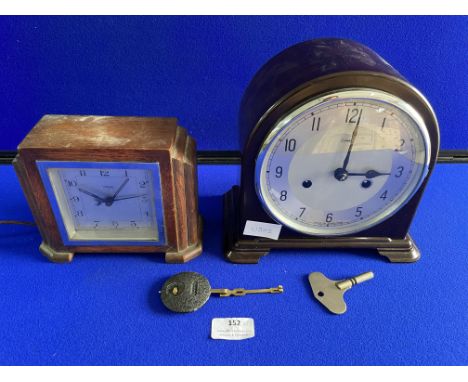 Vintage Bakelite Mantel Clock plus Sterling 1930s Electric Mantel Clock 