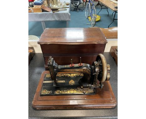 Bradbury's Family Manual Sewing Machine with Wooden Carry Case 