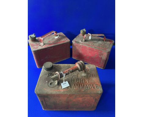 Three Vintage 1 Gallon Petrol Cans 