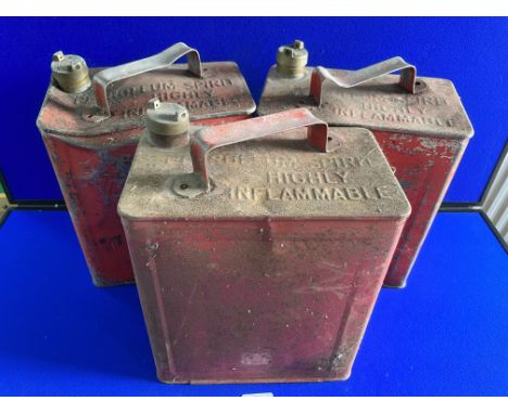 Three 2 Gallon Vintage Petrol Cans 