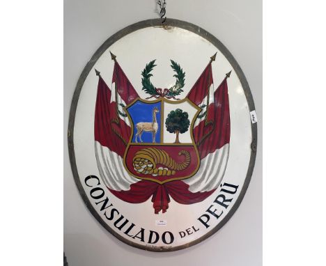 Peruvian Consulate Enamel Sign 