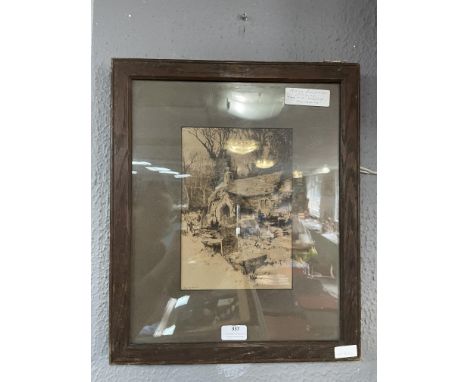 Oak Framed Etching of York Church by Percy Robertson 