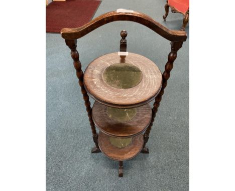 Edwardian Bobbin Turner Oak Folding Cake Stand 