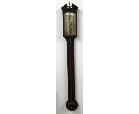 A 19th Century mahogany stick barometer, Maspo? & Co, Liverpool maker.