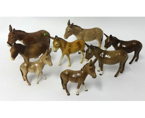 Collection of Beswick donkeys, tallest 14cm (18)