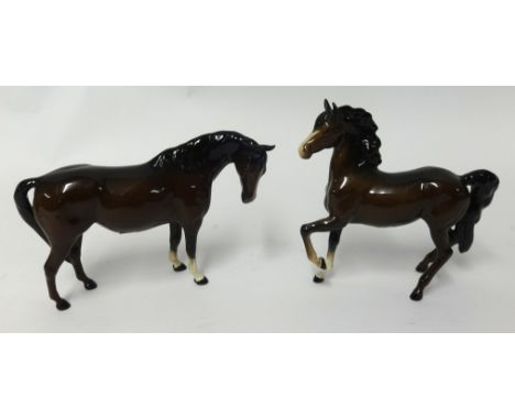 Two Beswick horses (one horse cantering), 17cm