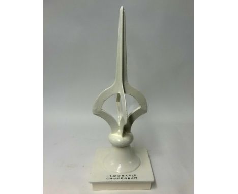 A L & SW line painted heavy iron finial stamped, 'Chippenham', height 62cm, in two parts.