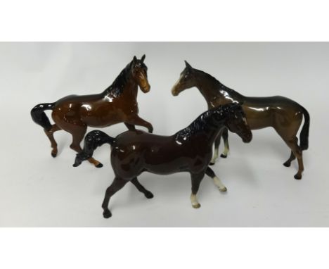 Two Beswick race horse an another unmarked (3) tallest 22cm.