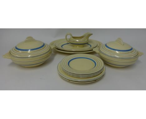 Clarice Cliff, a dinner service with banded design.