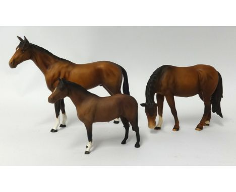 Three matt Beswick horses, tallest 20cm