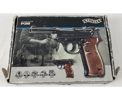 A boxed Walther P38 4.5mm calibre .177 BB pistol. CO2 powers with blow back system, full metal case with 20 round capacity. C