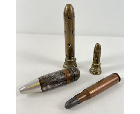 A small collection of vintage military brass and copper  shell cases. To include RG 83 and K 76 L12A1. 