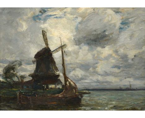 Arthur A Friedenson (1872-1955) Landscape with windmill  Signed, oil on canvas, 39cm by 54.5cm   Provenance: Walker Galleries
