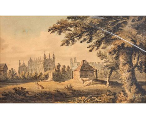 John Varley OWS (1778-1842) Windsor Castle Signed and dated 1830, mixed media, 16cm by 26.5cmProvenance: Collection of Colone